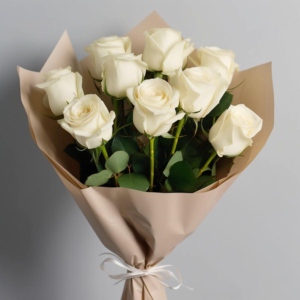 Букет 9 Белых роз Эдлесс Лав в Пестриково