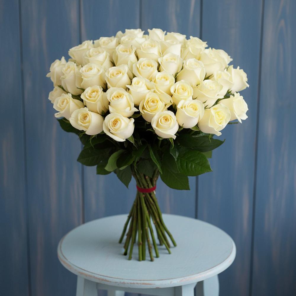 Букет 51 Белая роза Эдлесс Лав в Пестриково