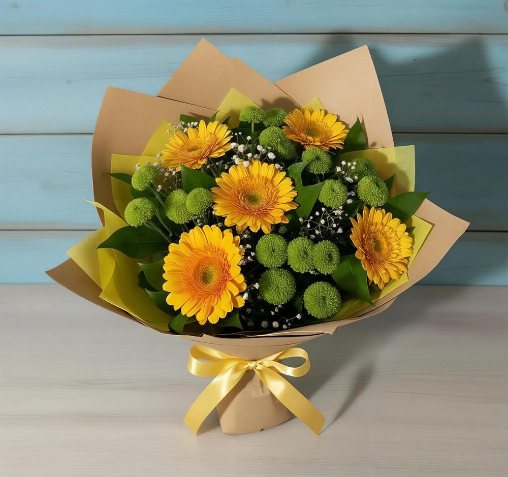Букет цветов из: Герберы и Хризантемы в Пестриково
