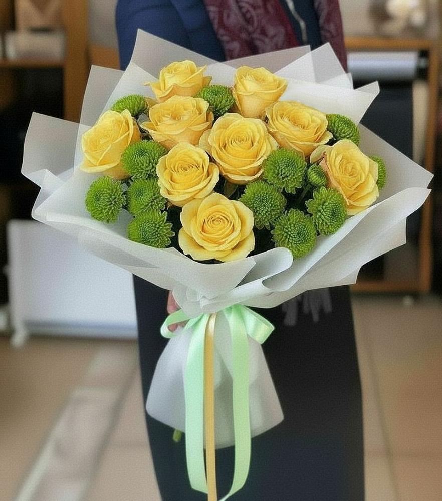 Букет цветов из: Хризантемы и Розы в Пестриково