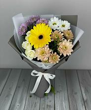 Букет цветов из:  Розы, Герберы и Хризантемы в Пестриково