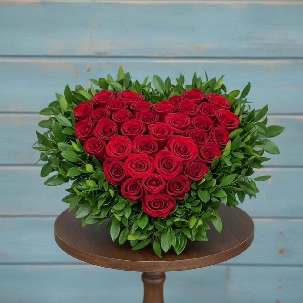 Цветочная композиция из Розы в виде сердца в Пестриково