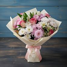 Букет цветов из:  Хризантемы, Альстромерии и Розы #REPLACE_PRED# Пестриково