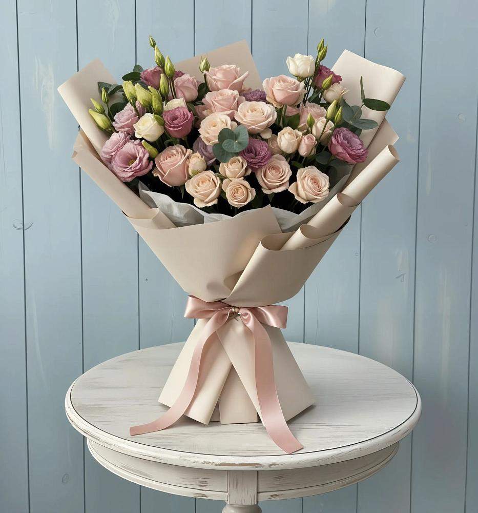 Букет цветов из: Розы и Лизиантусы в Пестриково