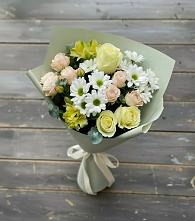 Букет цветов из:  Альстромерии, Розы и Хризантемы в Пестриково
