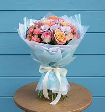 Букет цветов из:  Хризантемы и Розы в Пестриково